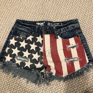 American flag denim shorts